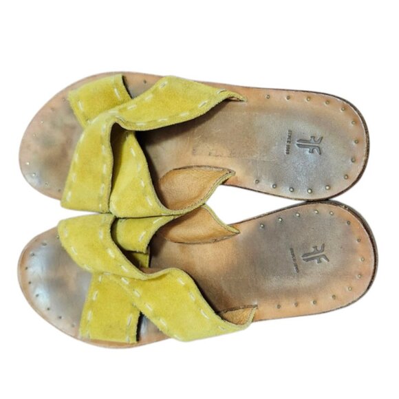 Frye Avery Pickstitch Women’s Suede Leather Crossover Strap Slide Sandal… - Picture 4 of 9